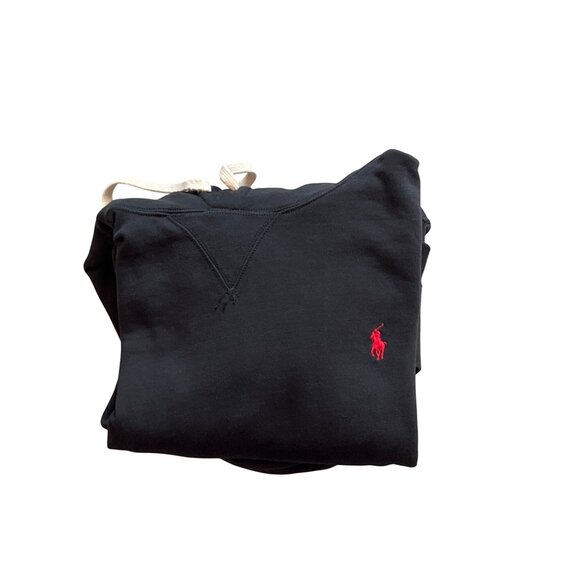 Ralph Lauren Black Pullover Hoodie With Red Logo Drawstring Hood & Kangaroo Pock - Picture 4 of 14